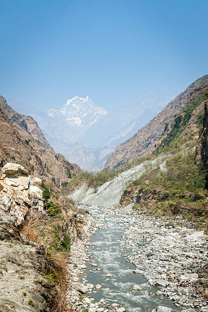 Himalaya mountains during hot, summer day, Nepal