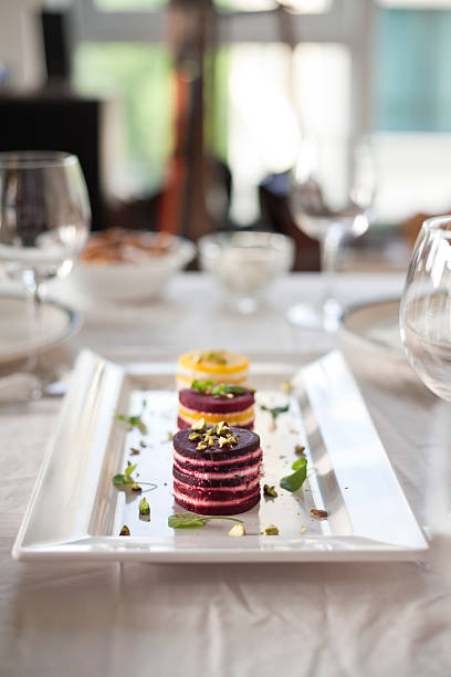 Delicious canapes beef with pineapple. Concept of food, restaurant, catering, menu.