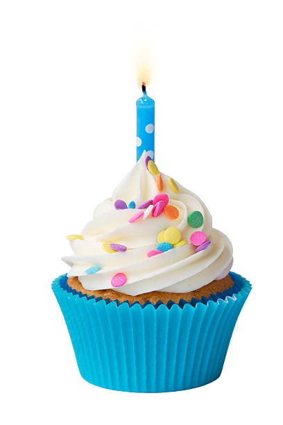 Birthday cupcake Cupcake decorated with a single candleMore from my portfolio - cupcake candle stock pictures, royalty-free photos & images