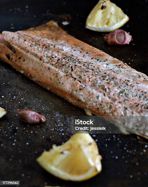 Salmon Stock Photo - Download Image Now - Baked, Baked Salmon, Dinner