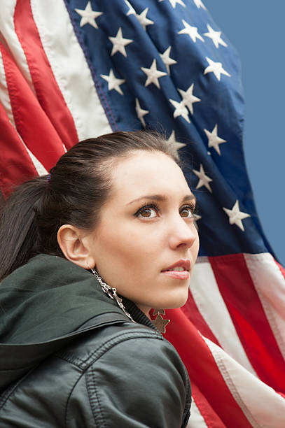 istock Girl with USA flag 177296712