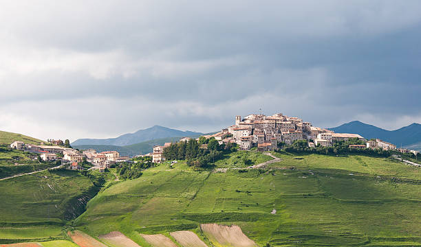 castelluccio landscape stock photo