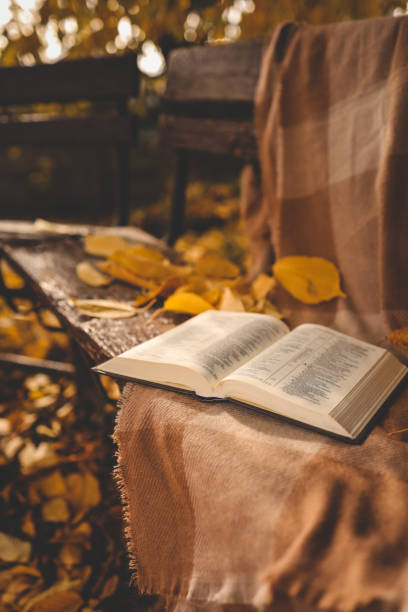 istock Open Bible on a blanket, autumn 1772970003