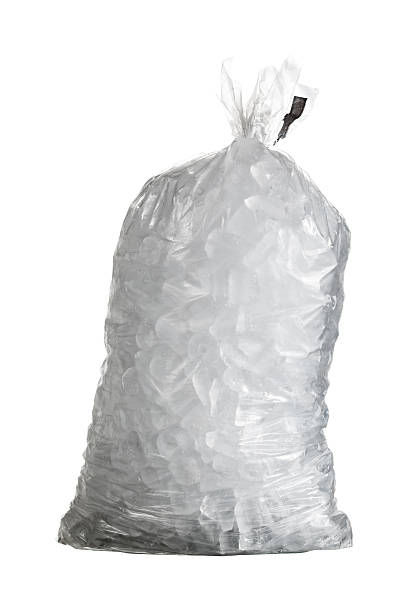 Isolated shot of bag containing ice stock photo