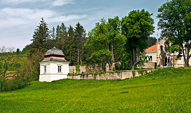 The Tower of Carmelite Monastery in Vienna Woods The Tower of Carmelite Monastery in the Vienna Woods (editorial) vienna woods stock pictures, royalty-free photos & images