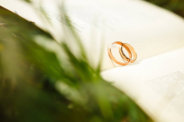 istock wedding rings in a book on the grass 177298865