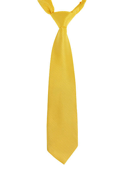 gelbe krawatte - necktie yellow windsor knot isolated stock-fotos und bilder