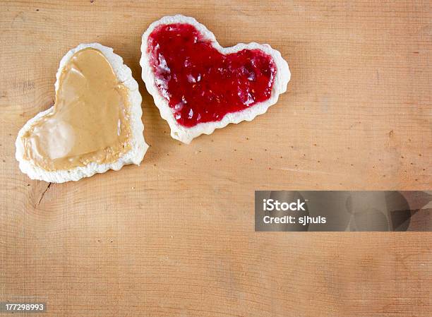 Peanut Butter And Jelly Sandwitch Cut In Heart Shape Stock Photo - Download Image Now