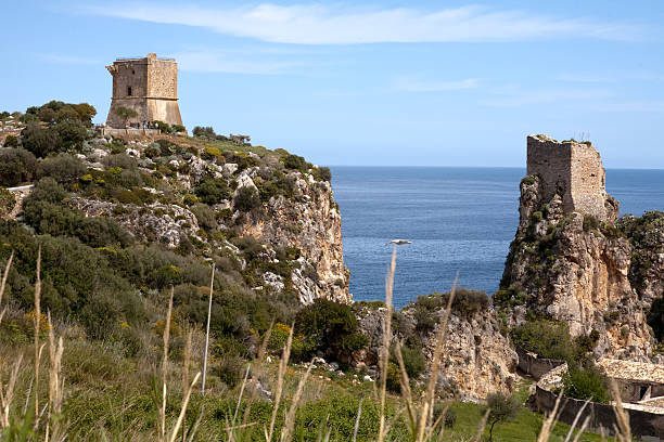 towers of Scopello, Sicily, Italy stock photo