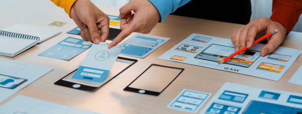 istock Panorama banner of startup company employee planning on user interface. Synergic 1773017576