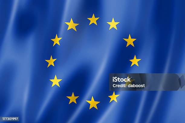 European Union Flag With Blue And Yellow Stars Stock Photo - Download Image Now - Flag, Europe, European Union