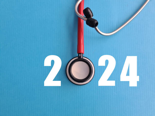 istock Stethoscope with number 2024 on blue background 1773020267
