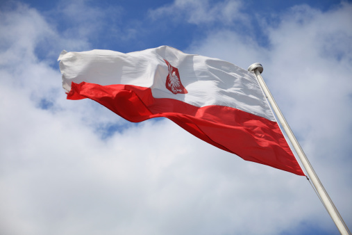 Flag of Poland on blue sky outdoor
