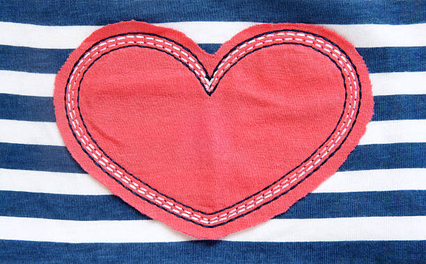 istock Red heart textile on a striped background 177302253