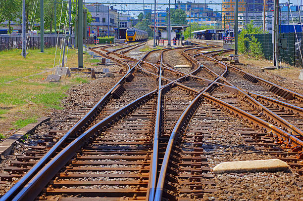 Railway line Railroad tracks and train station of Alkmaar in the Netherlands schienennetz stock pictures, royalty-free photos & images