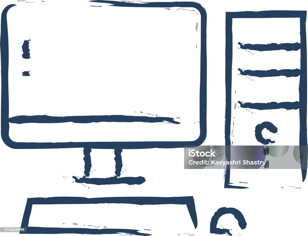Handrawn Computer Computer Hand Drawn Vector Illustration Stock Illustration - Download ...