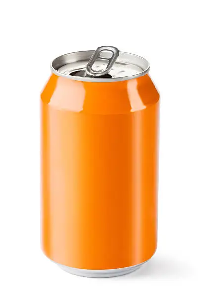 Opened drink can. Isolated on a white.