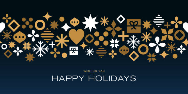 Dark Geometric Holiday Christmas Greeting Card Design - ilustração de arte vetorial