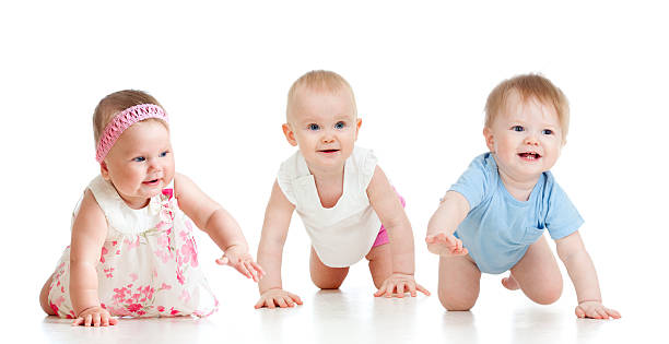 istock Funny babies go down on all fours. Competition concept. 177303875