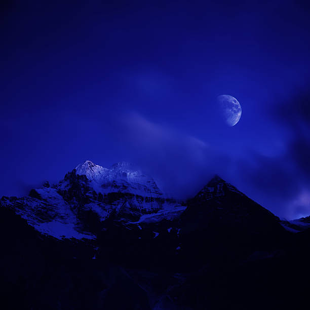 Evening snowy hills with rising full moon,Triglav National Park, Julian Alps, Primorska, Slovenia,Europe,Nikon D850