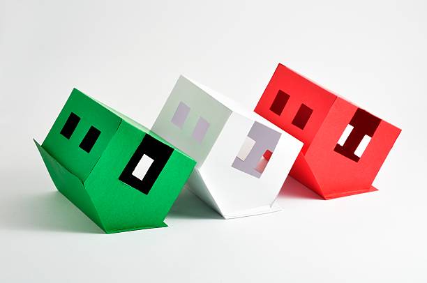 three flipped houses stock photo