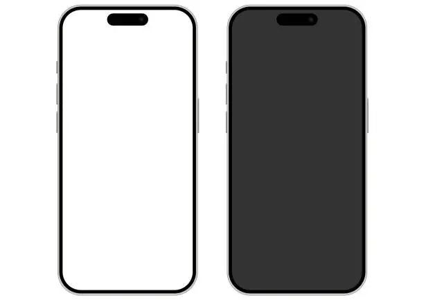 Vector illustration of iPhone 15 mockup images (White titanium)