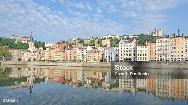 Beautiful Lyon At Sunrise Stock Photo - Download Image Now - Architecture, Basilica, Basilica Notre Dame de Fourviere