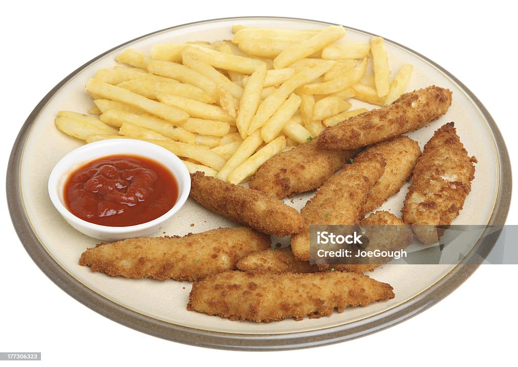 Nuggets de frango com batata Chips - Foto de stock de Alimentação Não-saudável royalty-free