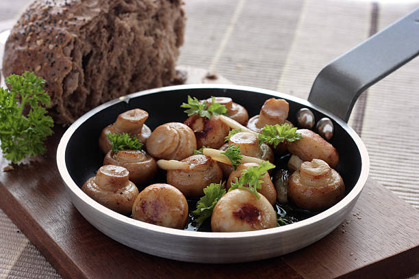 Garlic button mushrooms stock photo