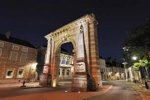 "Porte St Nicholas at night in Beaune, France.For similar images please see the lightbox:"