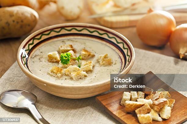 Soup And Ingredients On The Table Stock Photo - Download Image Now - Boiled, Bowl, Bread