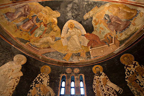 patriarchi e vescovi di abside parete in chiesa di chora - patriarchy foto e immagini stock