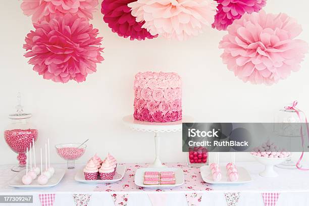 Dessert Table Stock Photo - Download Image Now - Baby Shower, Table, Pink Color