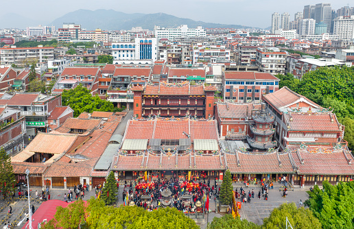 Aerial photography of Tonghuai Guanyue Temple in Quanzhou City, Fujian Province, China