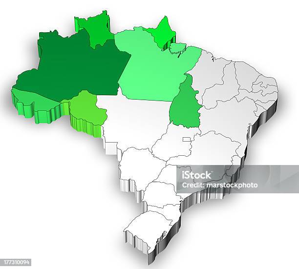 Mappa Del Brasile Con Regione Nordovest - Fotografie stock e altre immagini di Affari - Affari, Brasile, Composizione orizzontale