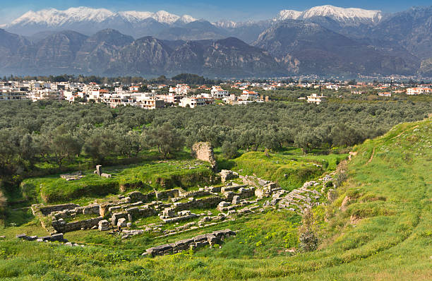 Sparta city in Greece Ancient and modern Sparta historical city in Greece. Mothercity of King Leonidas.of the 300 soldiers fought at Thermopylae against the Persians sparta greece photos stock pictures, royalty-free photos & images
