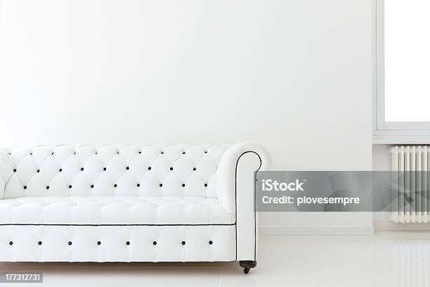 Sofa In White Room Stock Photo - Download Image Now - Close-up, Sofa, Apartment
