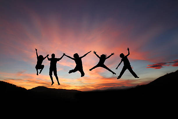 silhouette friends stock photo