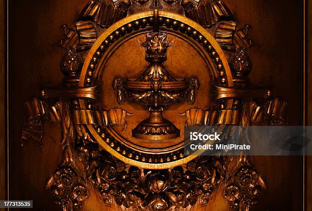 French Floral Plaque Bronzed Hickory Wood Stock Photo - Download Image Now - Bronze - Alloy, Bronze Colored, French Culture