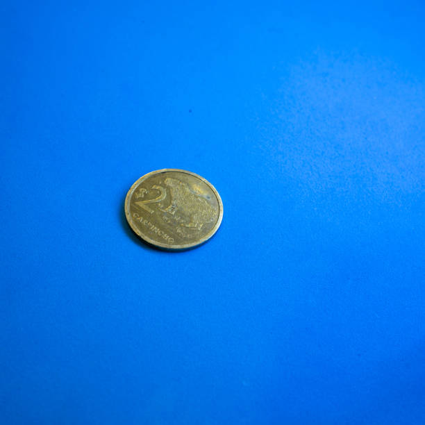 istock 2 Uruguayan Pesos Coin with a Capybara Engraving on a Blue Background 1773143283