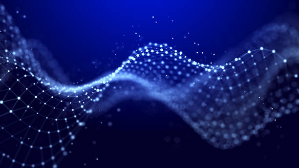 istock Abstract background grid of interlacing lines and dots. Futuristic blue particle wave. Structure of network connections. 3D rendering. 1773158645