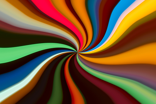 Abstract twist shape multi-colored background. Color spiral background.