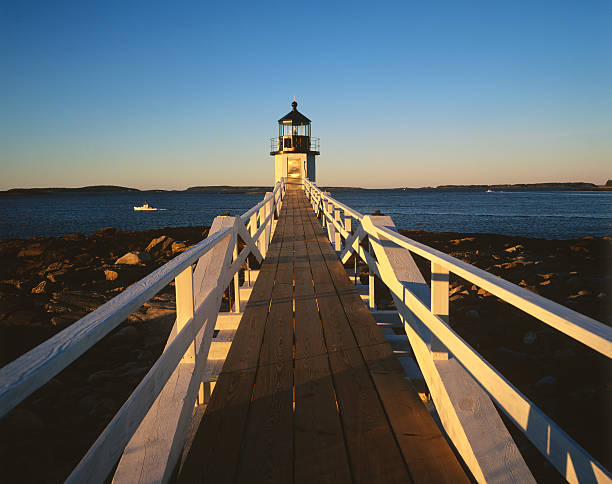 marshall point lighthouse - lighthouse marshall point lighthouse maine sea stock-fotos und bilder