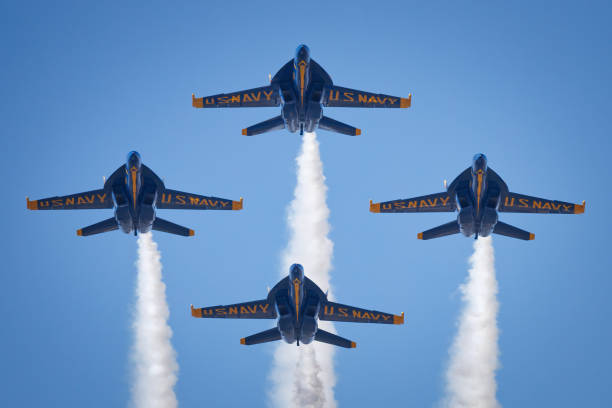 Four Angels Miramar, California, USA - September 23, 2023: The US Navy Blue Angels in their diamond formation at America's Airshow 2023. miramar air show stock pictures, royalty-free photos & images