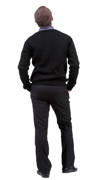 istock back view of Business man  looks ahead. 177317110