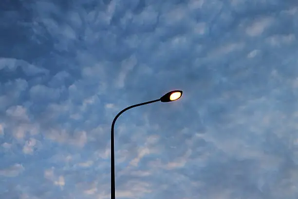 The streetlamp is standing in the air.