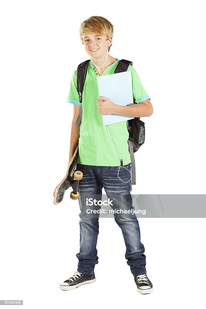 male teen student full length portrait male teen student full length portrait on white Teenage Boys Stock Photo