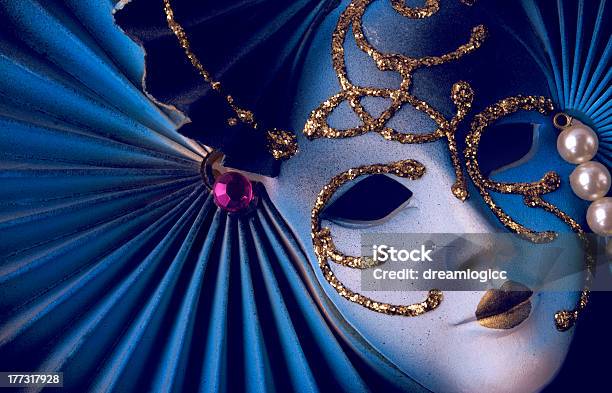 Blue Venetian Mask Stock Photo - Download Image Now - Carnival - Celebration Event, Celebration, Celebration Event