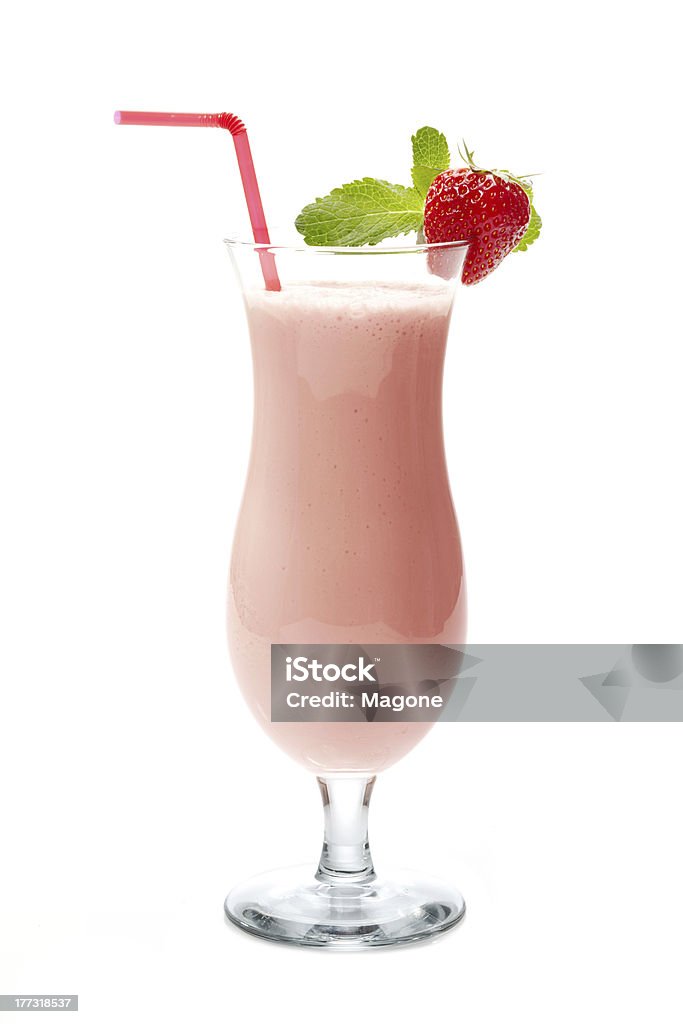 strawberry smoothie strawberry milk shake in cocktail glass Berry Fruit Stock Photo