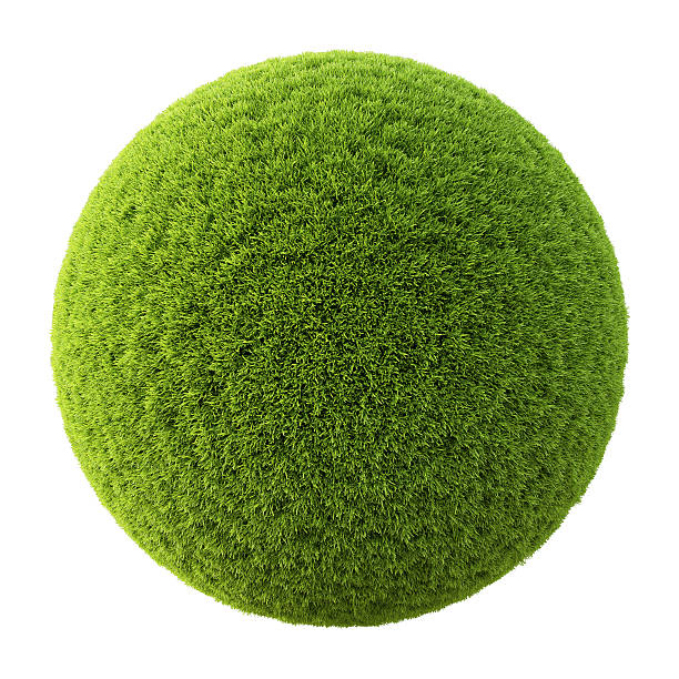 ball Green grass ball. Isolated on white. planet globe sphere earth stock pictures, royalty-free photos & images